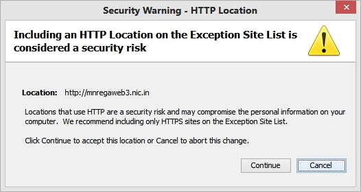 Ignore Security Warning