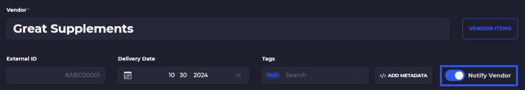 turn on vendor communication
