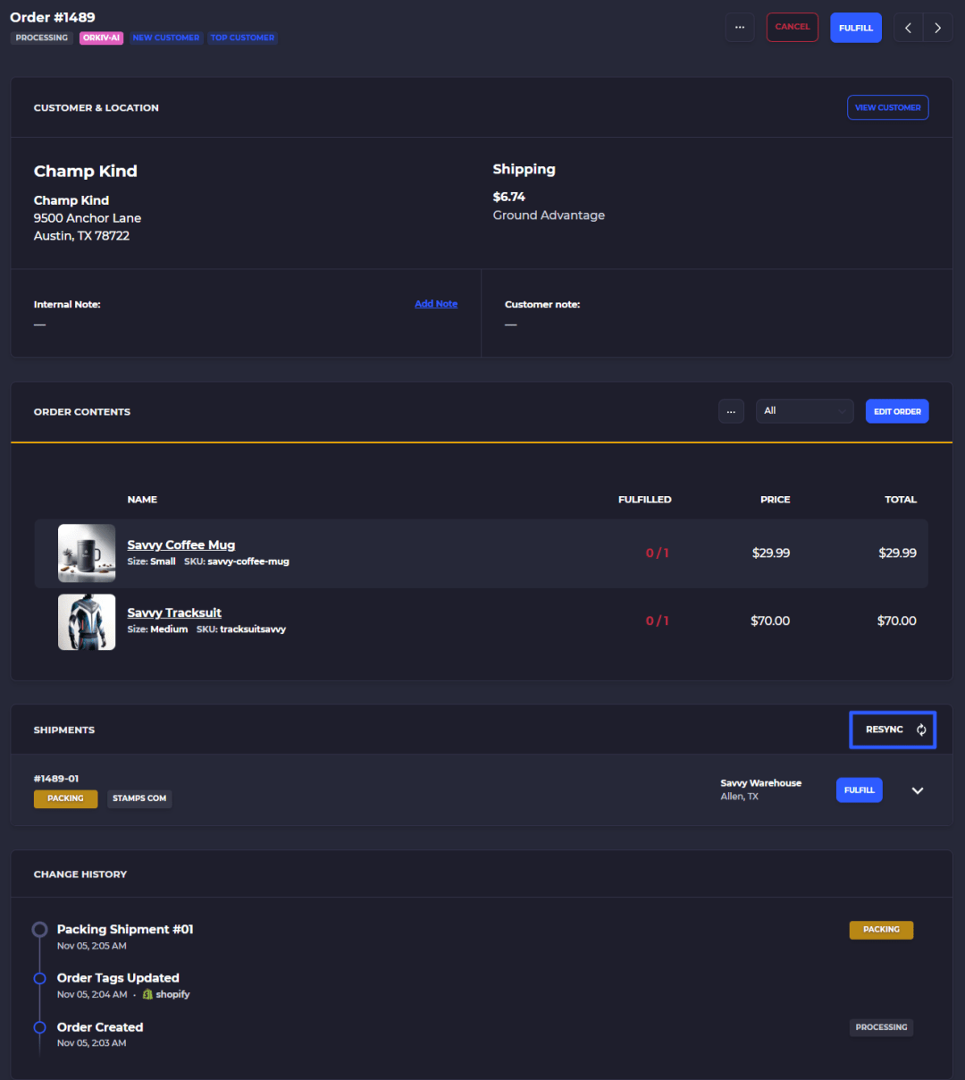 refresh order on skusavvy