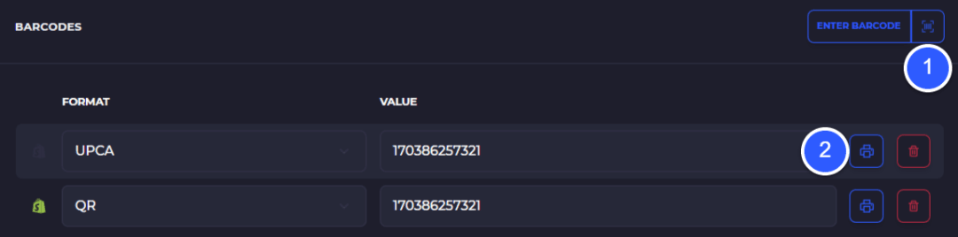 enter new barcode for product variants