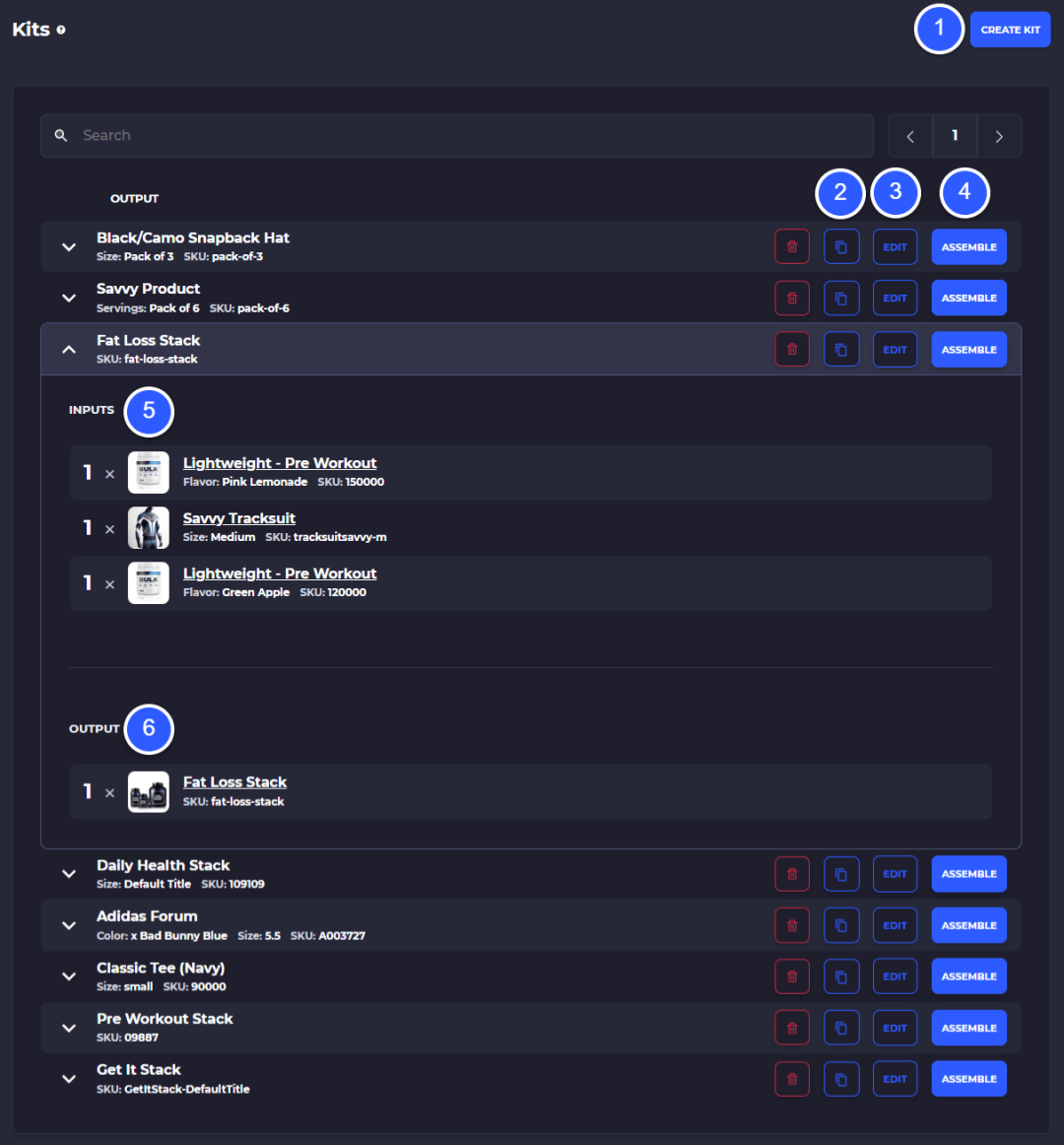 kitting items together in SKUSavvy