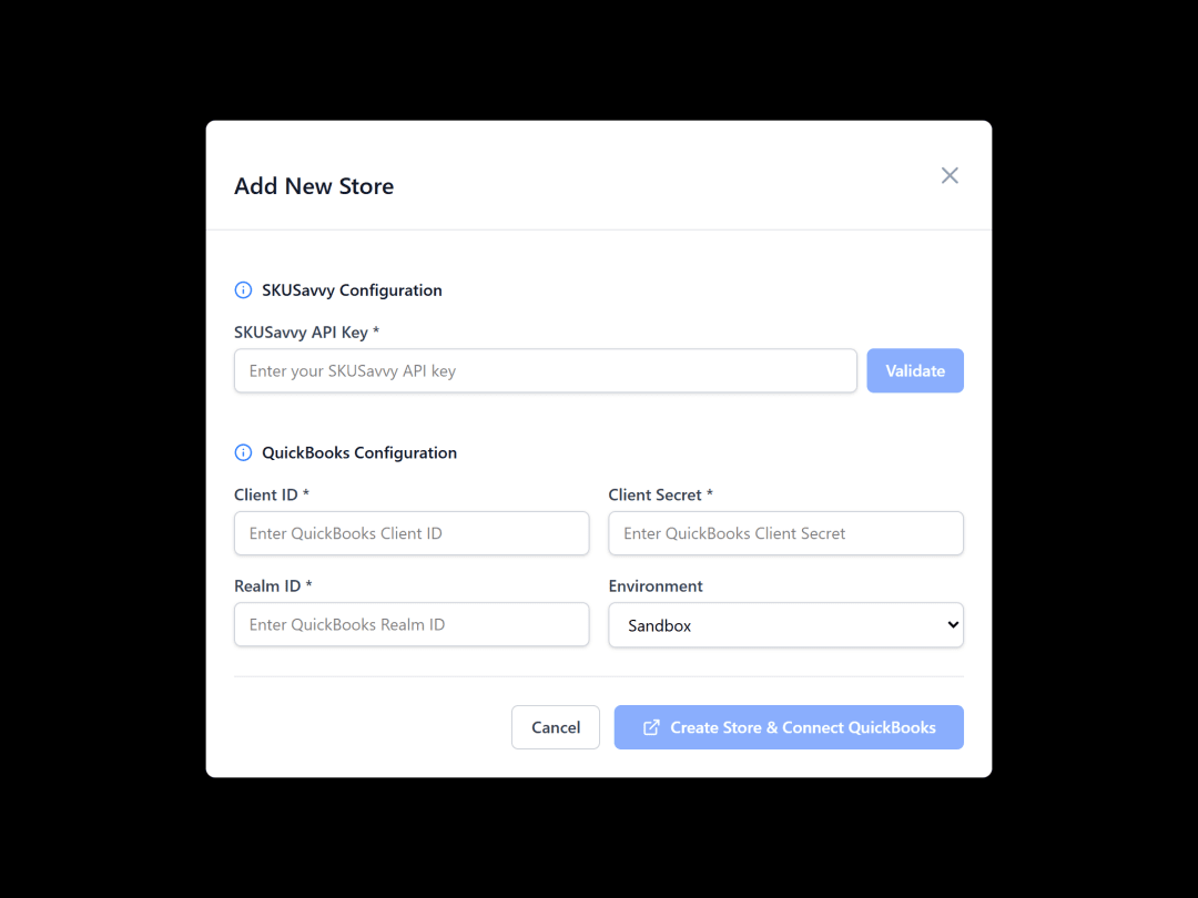 QuickBooks inventory integration