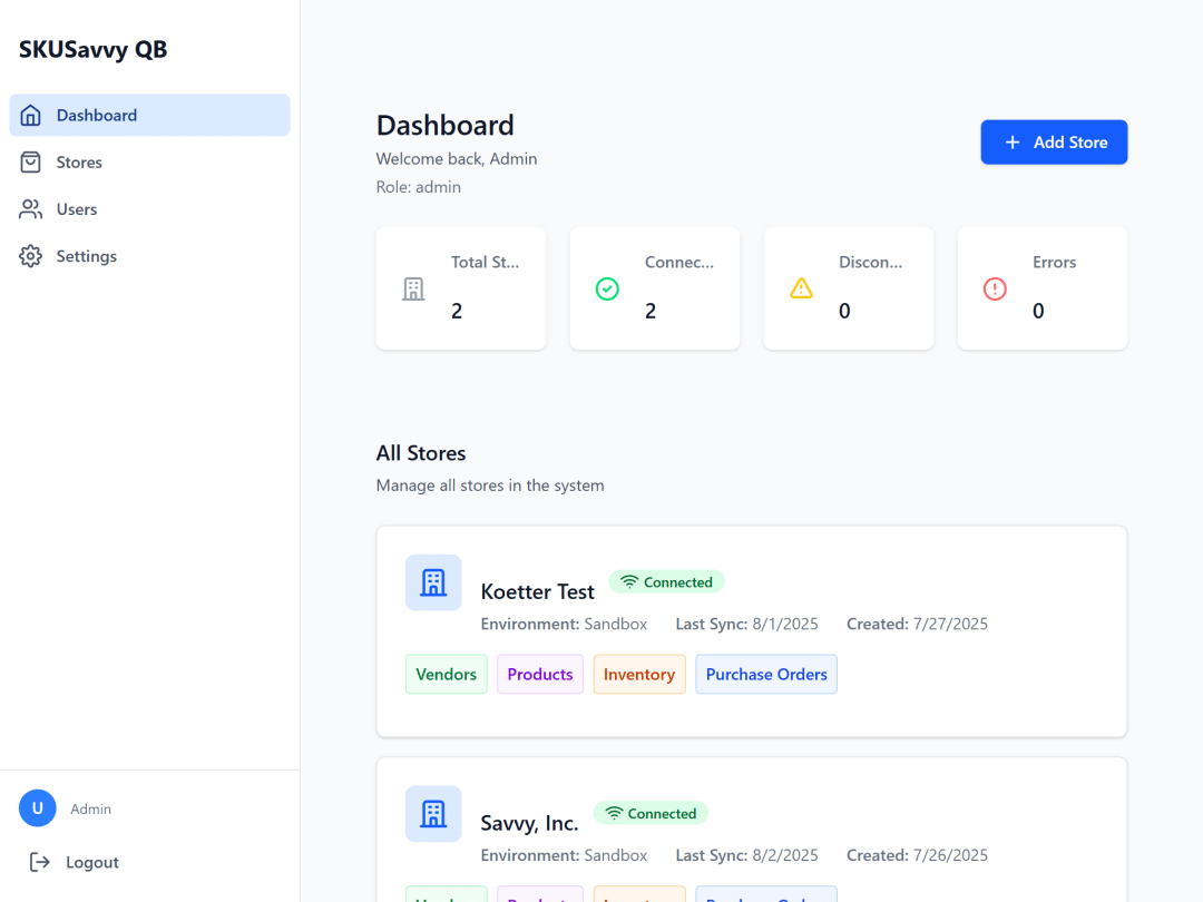 QuickBooks sync with skusavvy