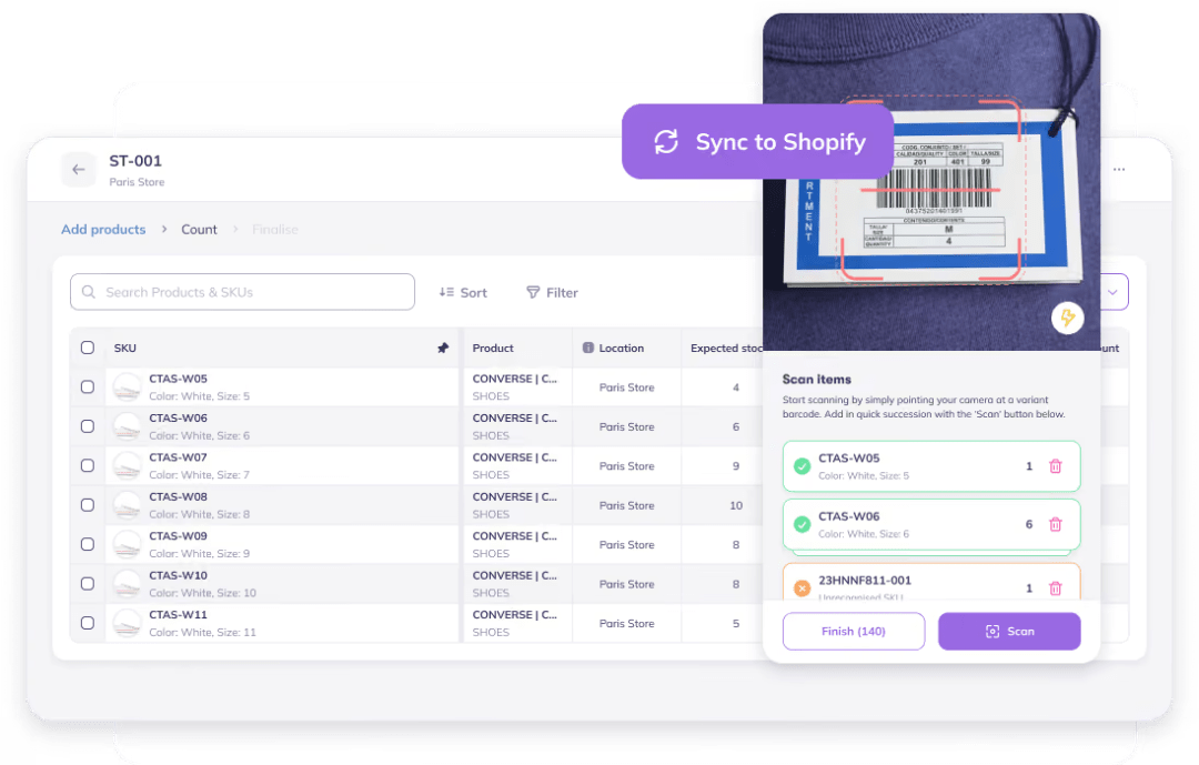 Prediko published stocktake interface with mobile barcode scanning