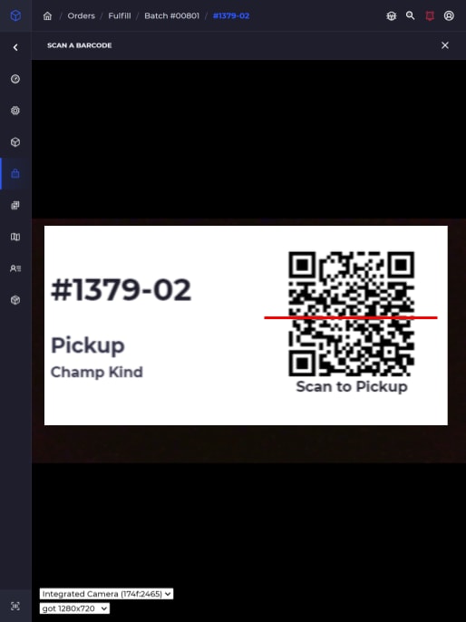 scan pickup order to mark it picked up