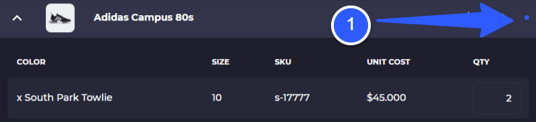 item added to purchase order indicator