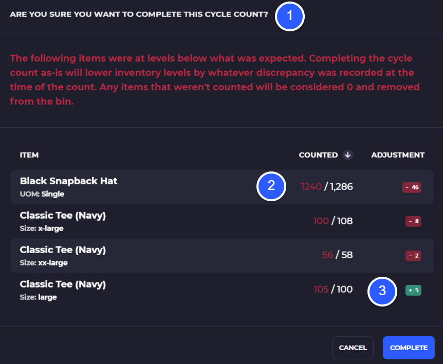 complete a cycle count in skusavvy
