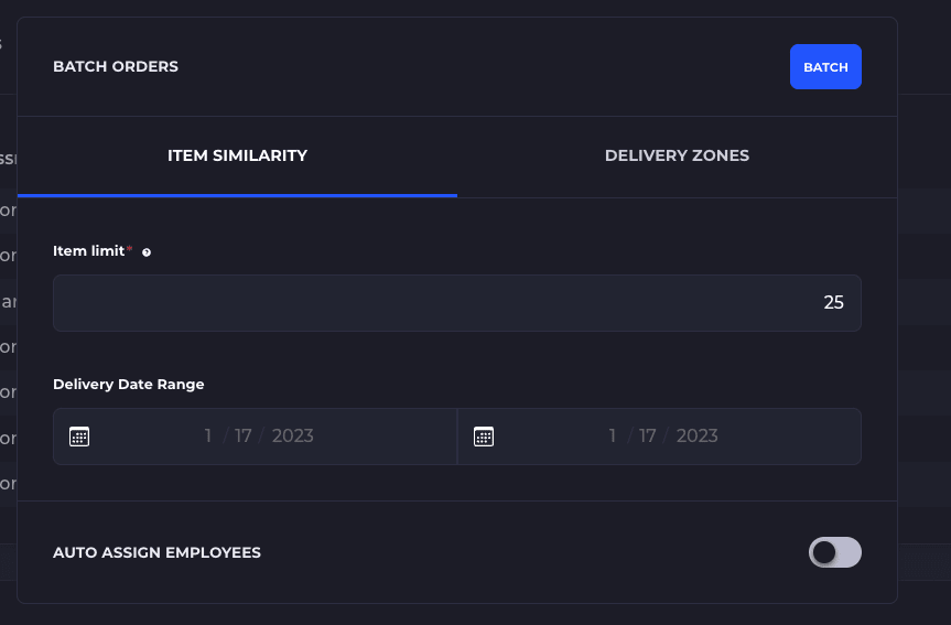 batch by delivery date