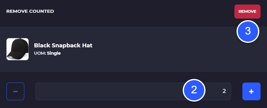 remove counted quantity on a po