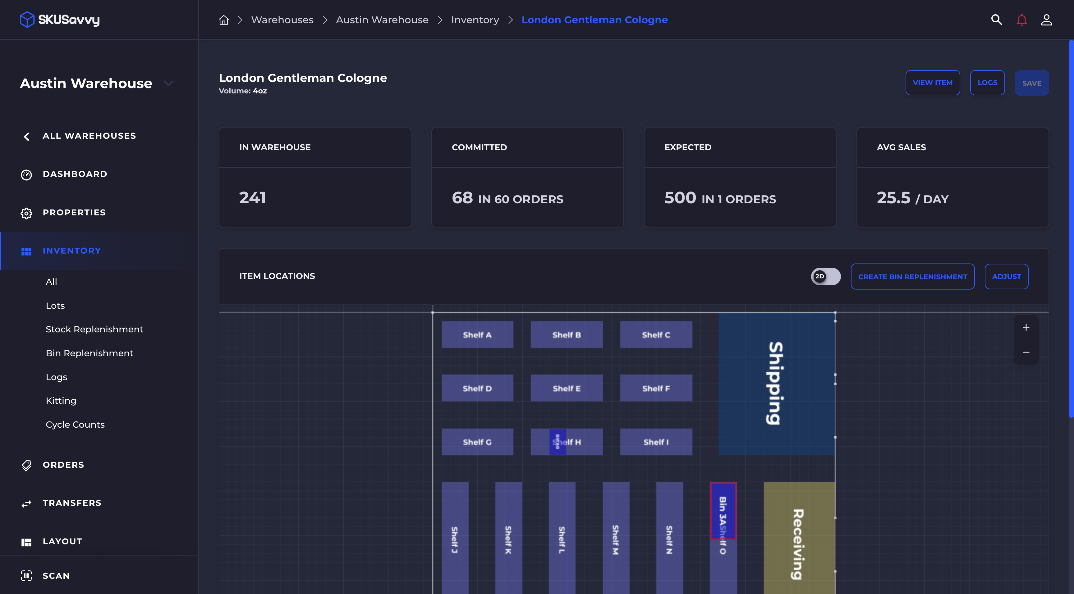 inventory replenishment via visual warehousing