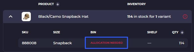shopify inventory bin locations