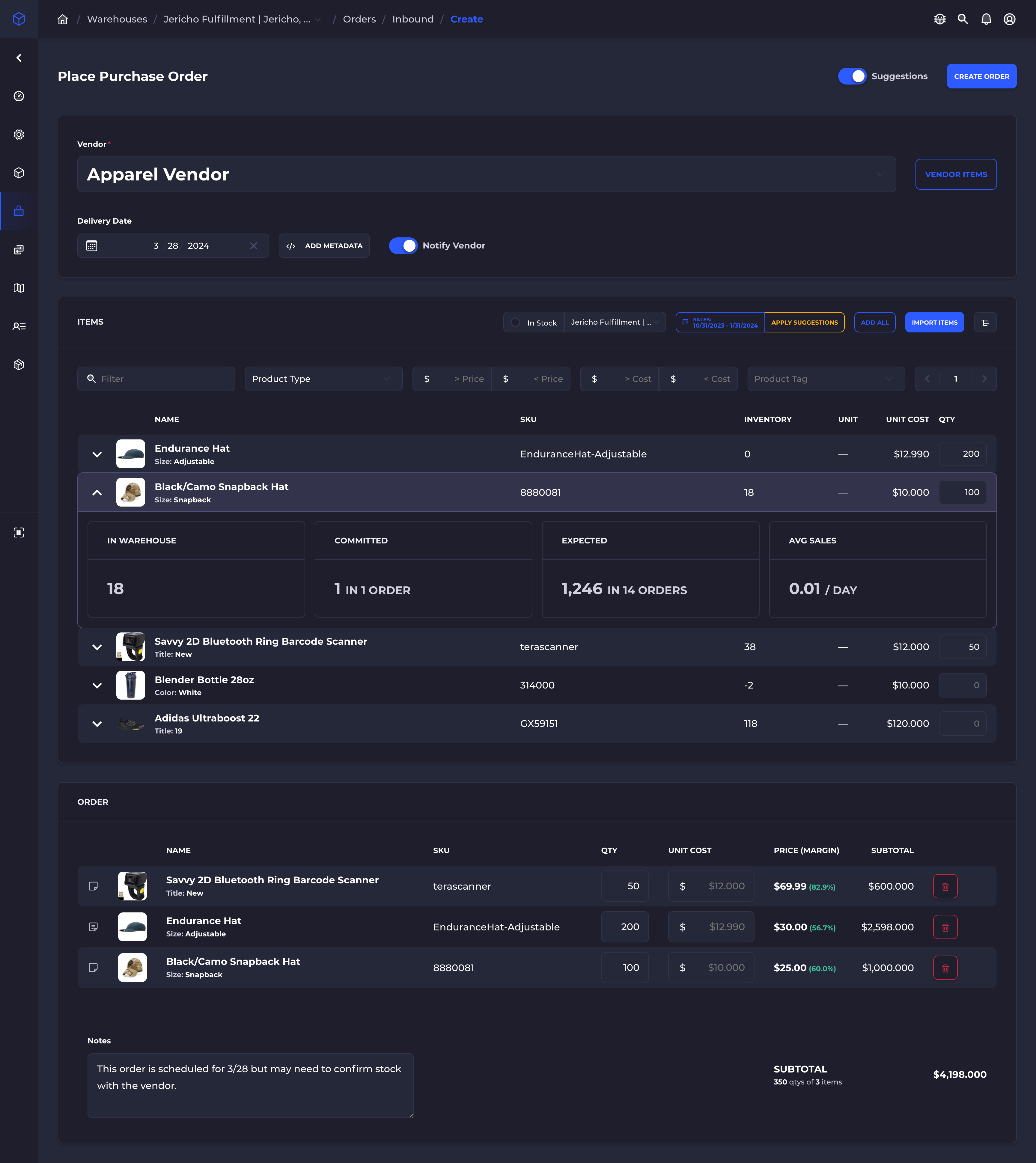 Purchase order ui