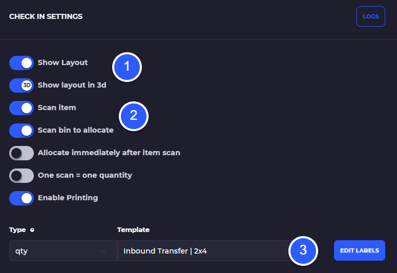 transfer settings accessible from the 3-dot menu