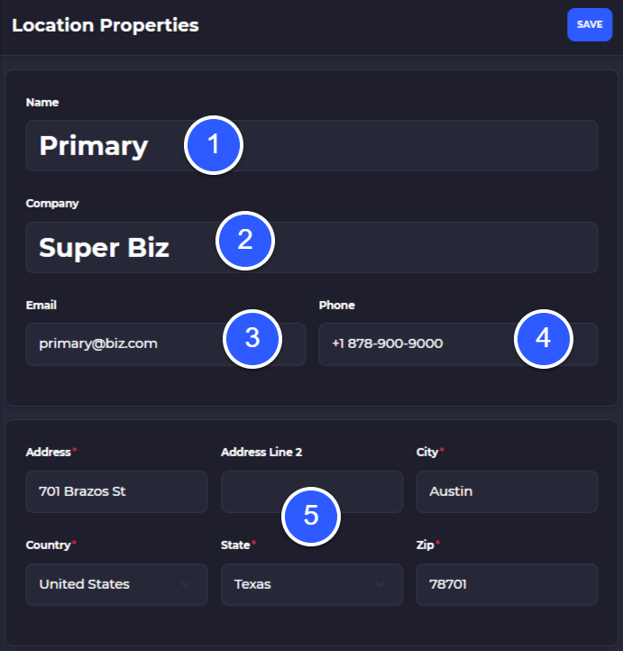 customer shipping locations