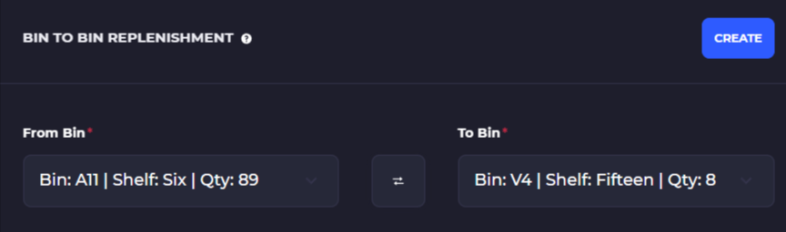 select bins for automated replenishment