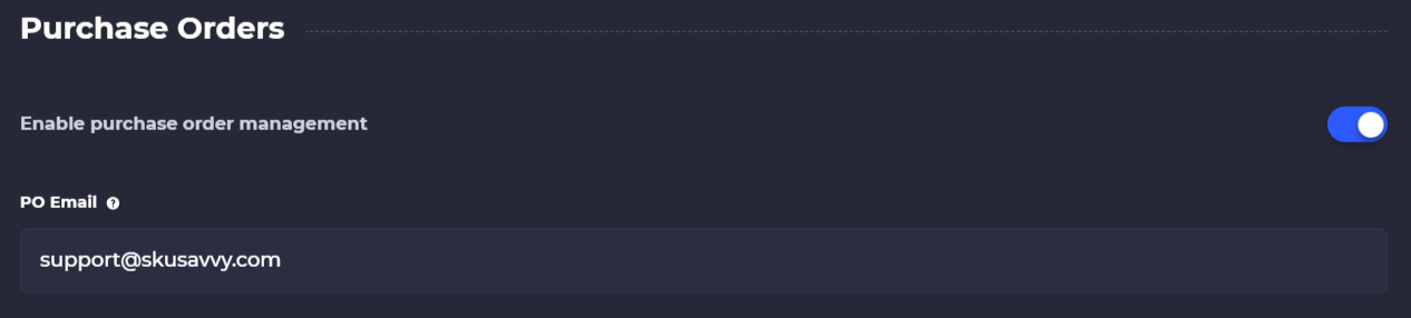 purchase order settings in skusavvy