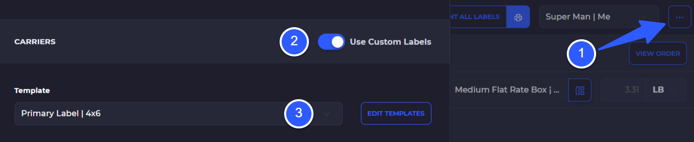 turn on custom shipping labels within your account settings