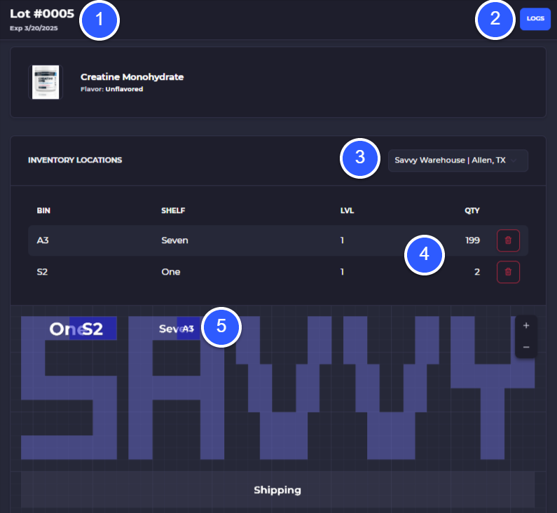 lot traceability within skusavvy