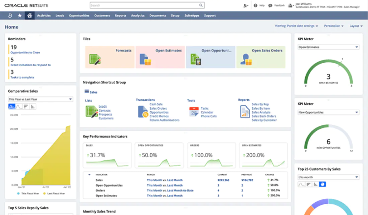 netsuite dashboard