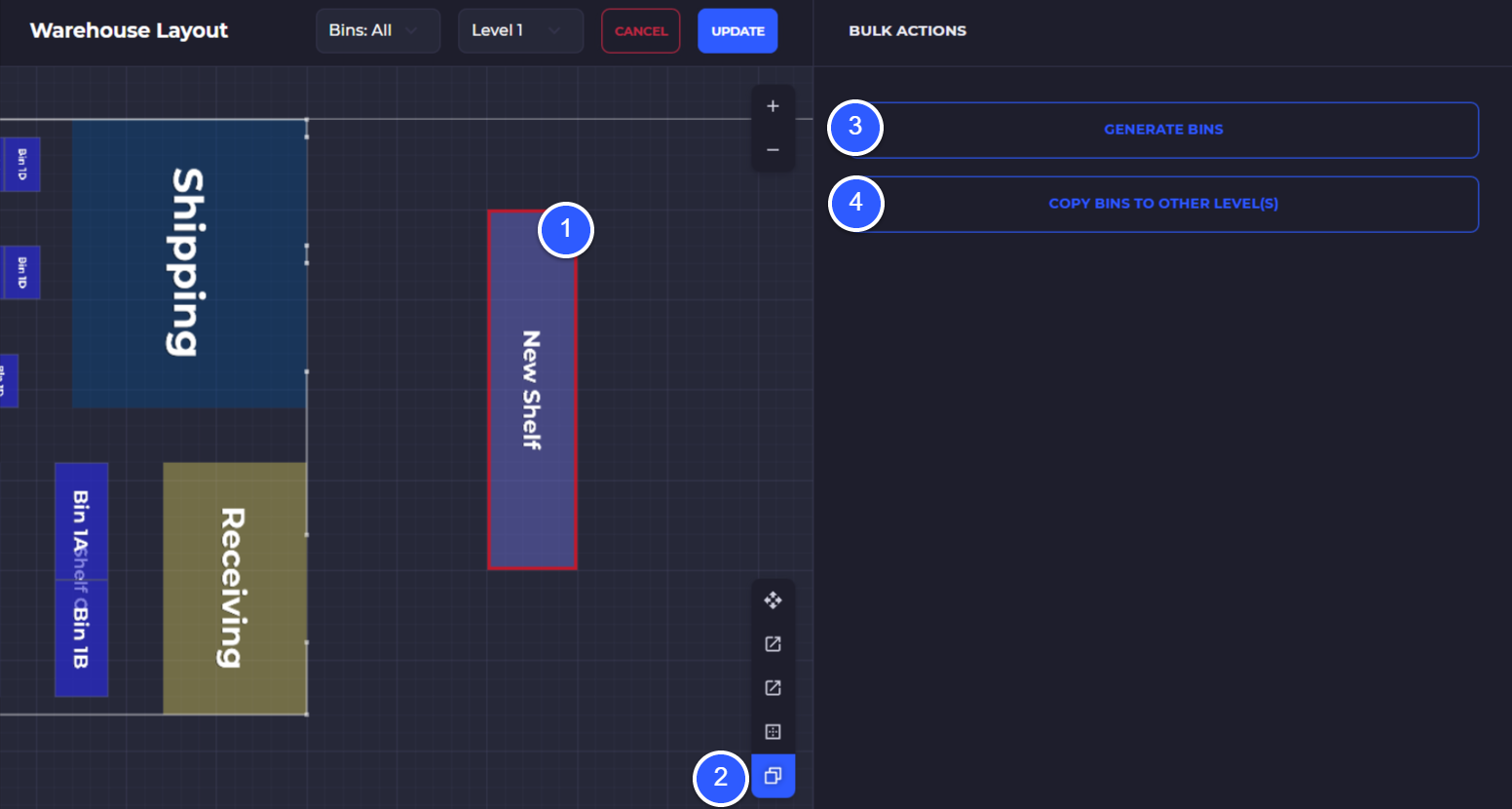 automatically generate bins in skusavvy