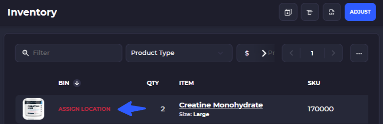 restock inventory to bin after returning order on shopify