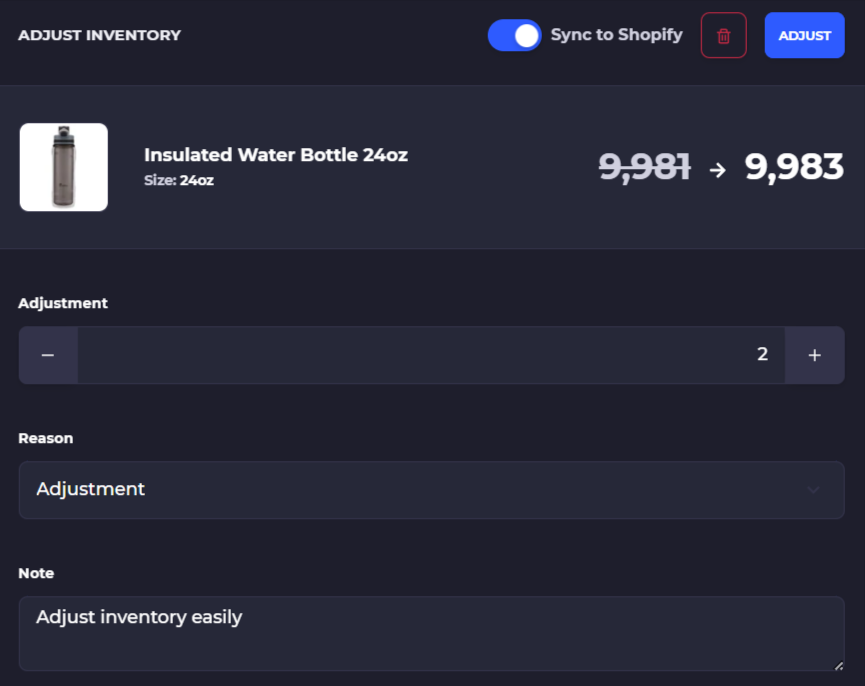 adjust shopify inventory easily