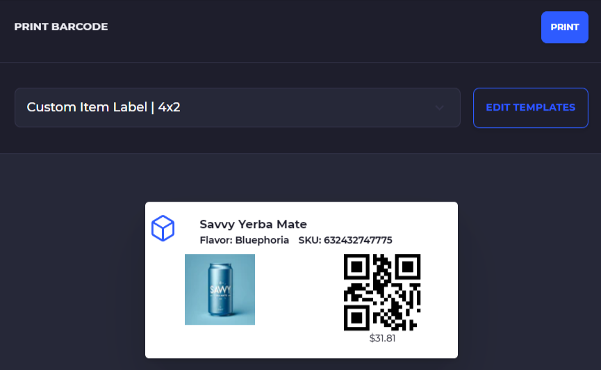 print a product barcode skusavvy