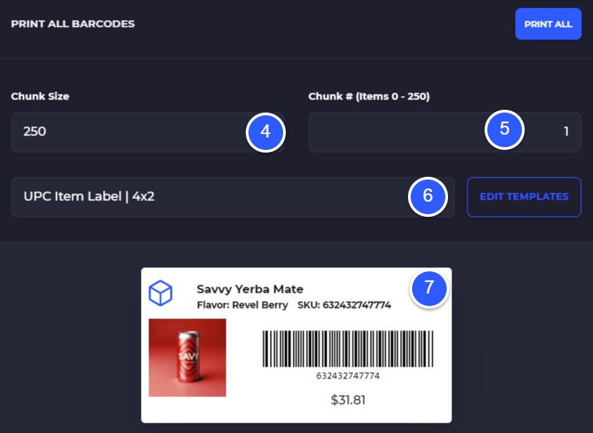 bulk print product barcodes on skusavvy