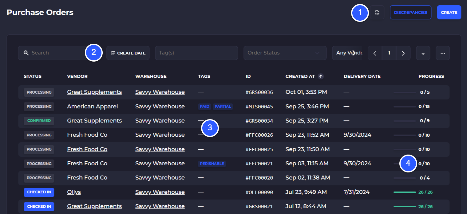 select a po to check-in on SKUSavvy