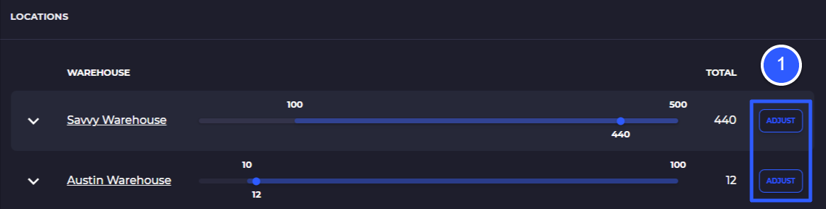 adjust inventory levels bin to bin replenishment