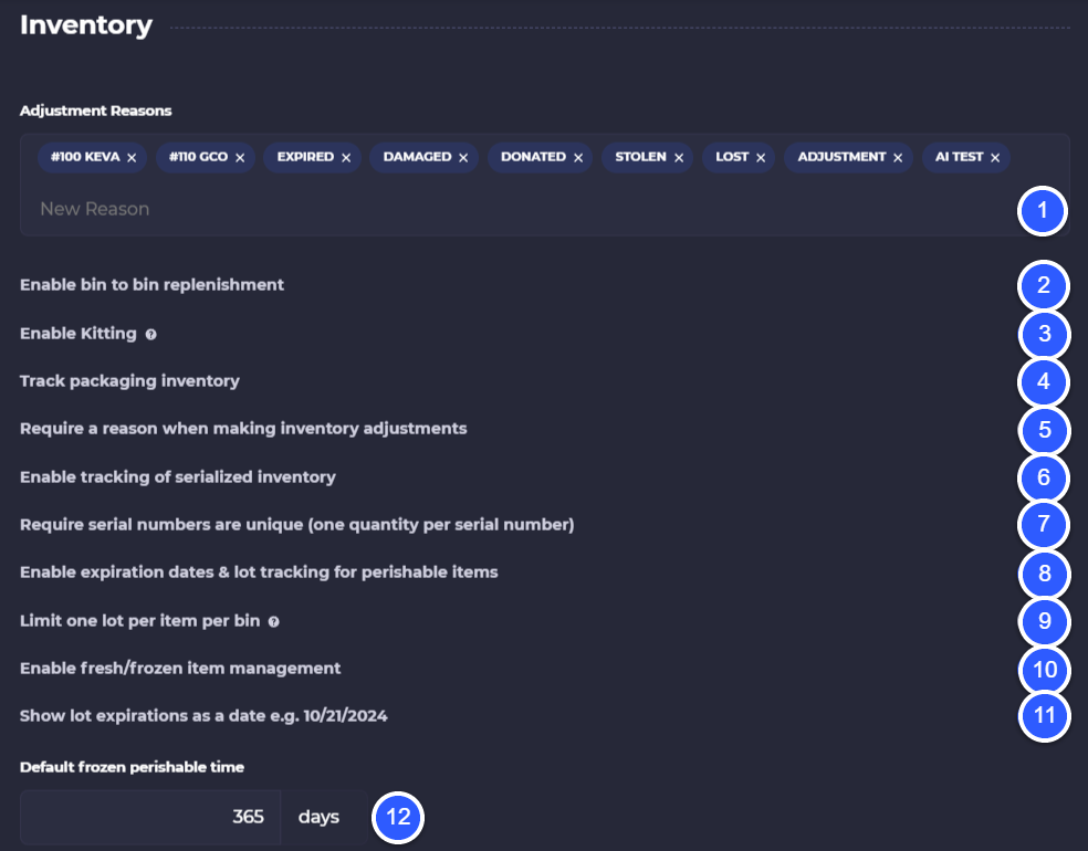 toggle on or off inventory features skusavvy