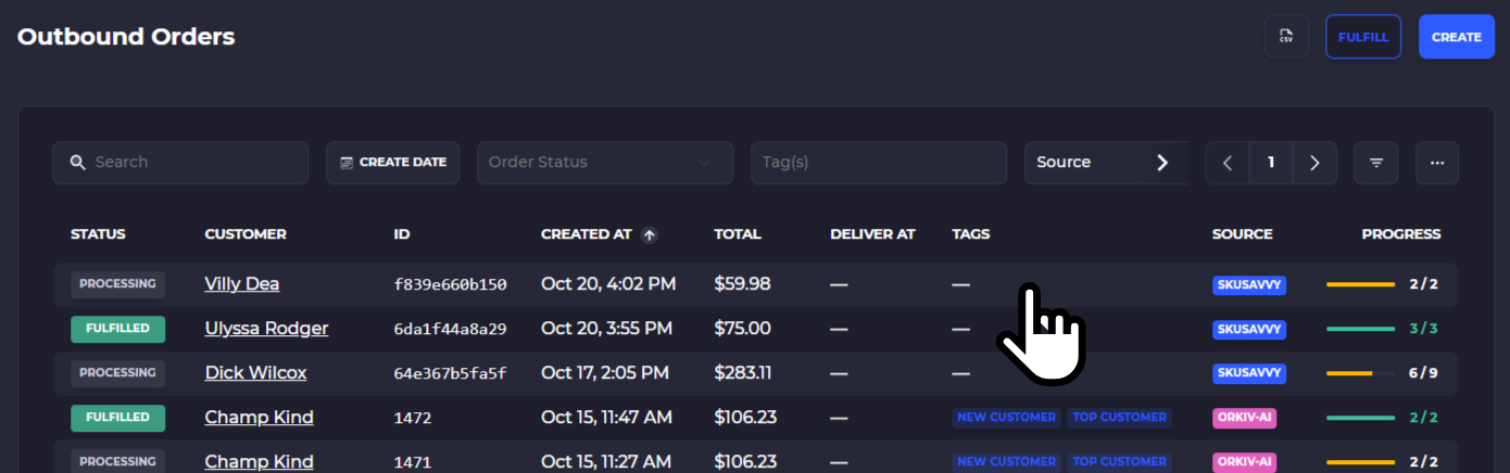 select and order to edit on SKUSavvy