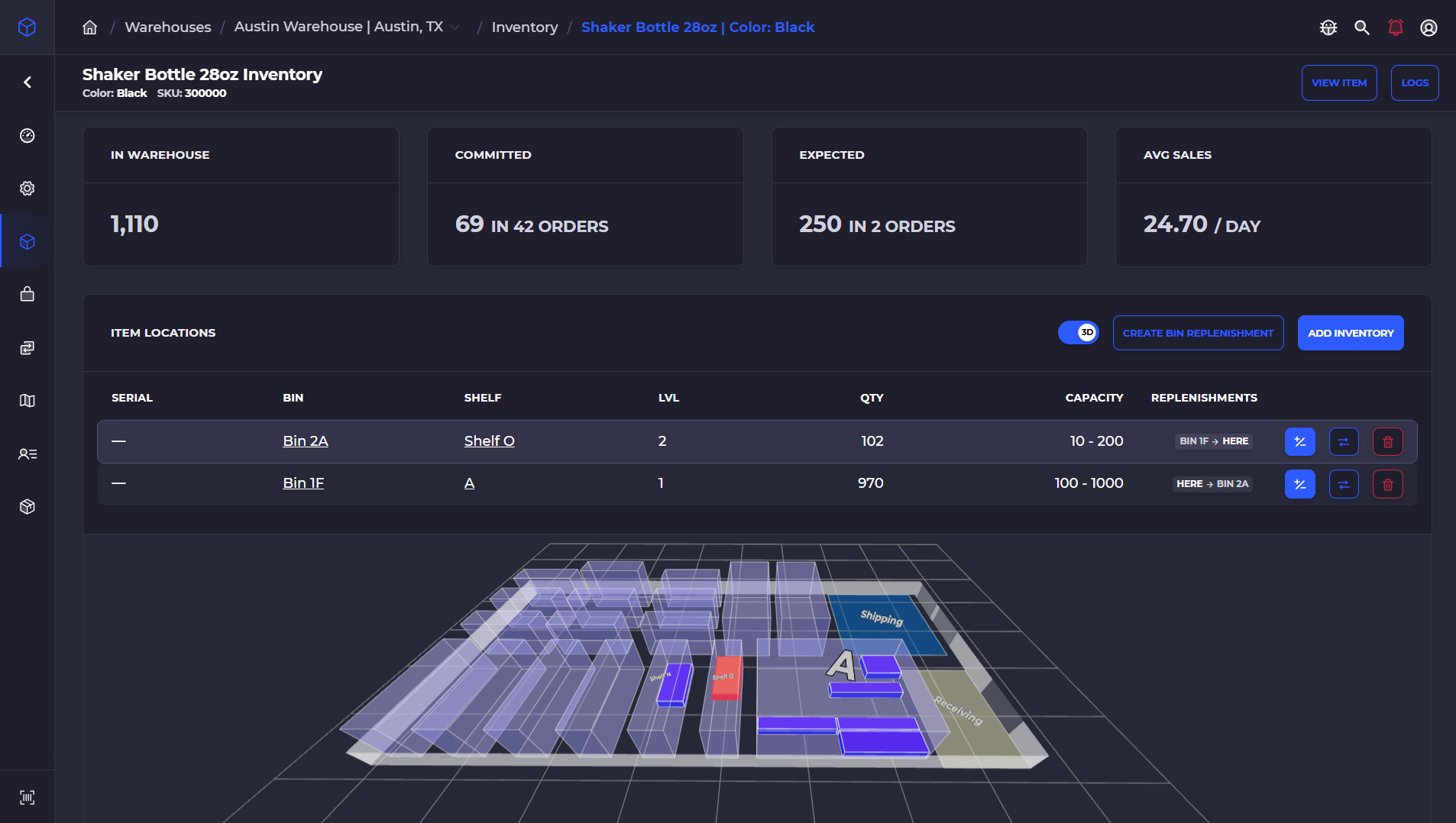 inventory mapping for warehouses
