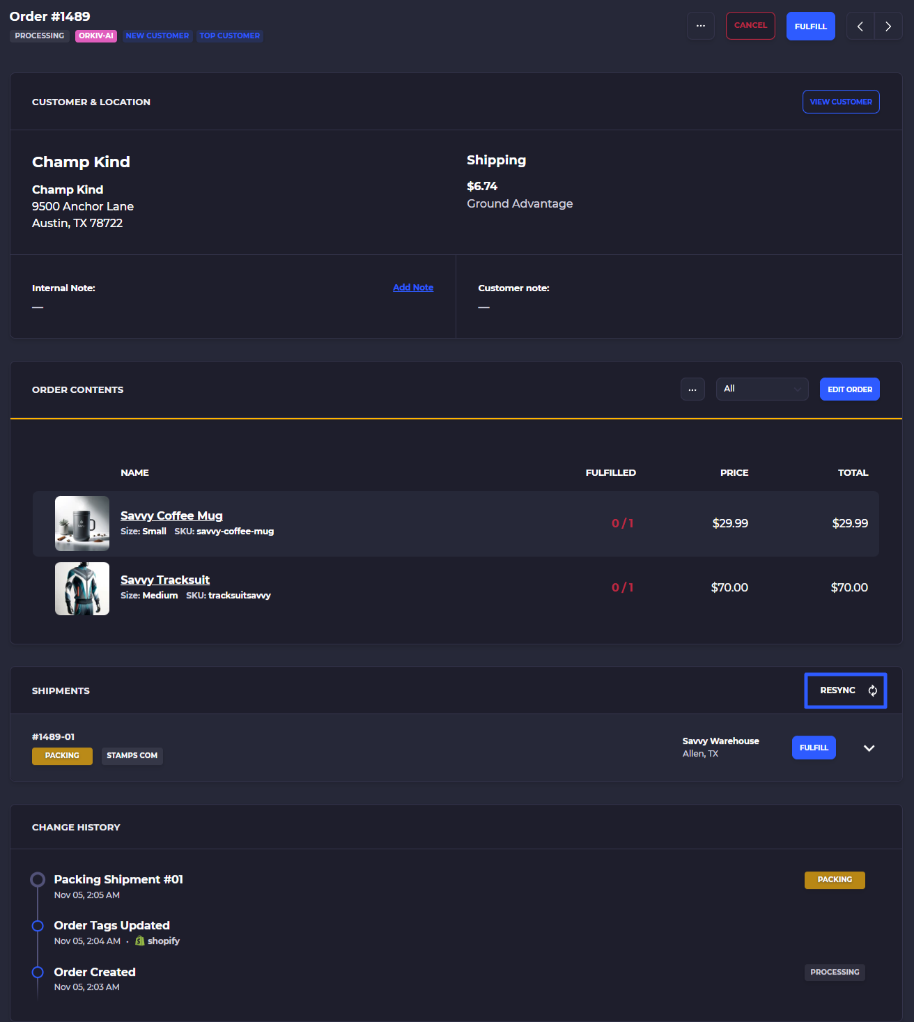 refresh order on skusavvy