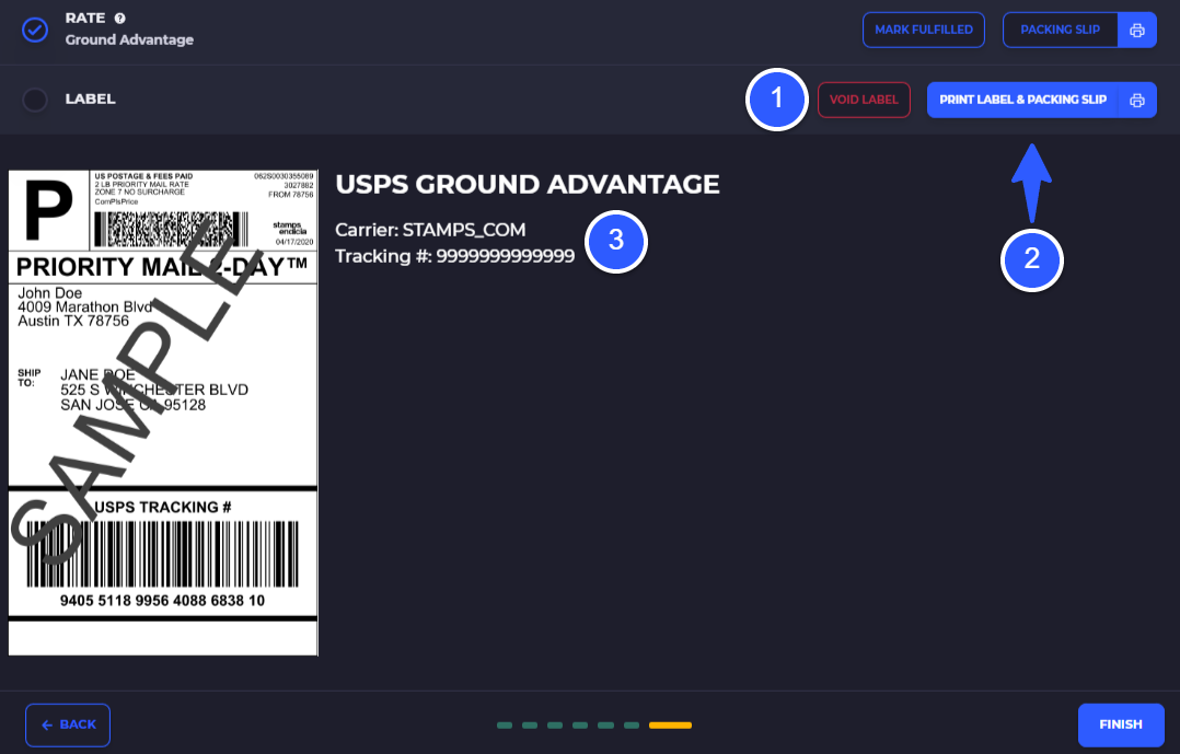 shipping label generated