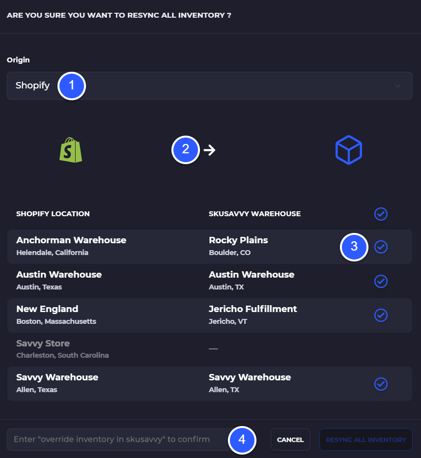 sync inventory from skusavvy to shopify inventory
