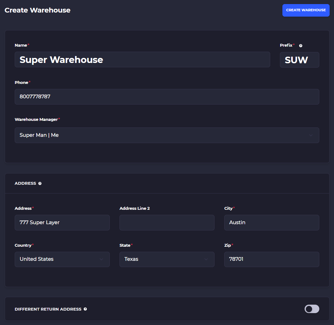 add new warehouse to skusavvy