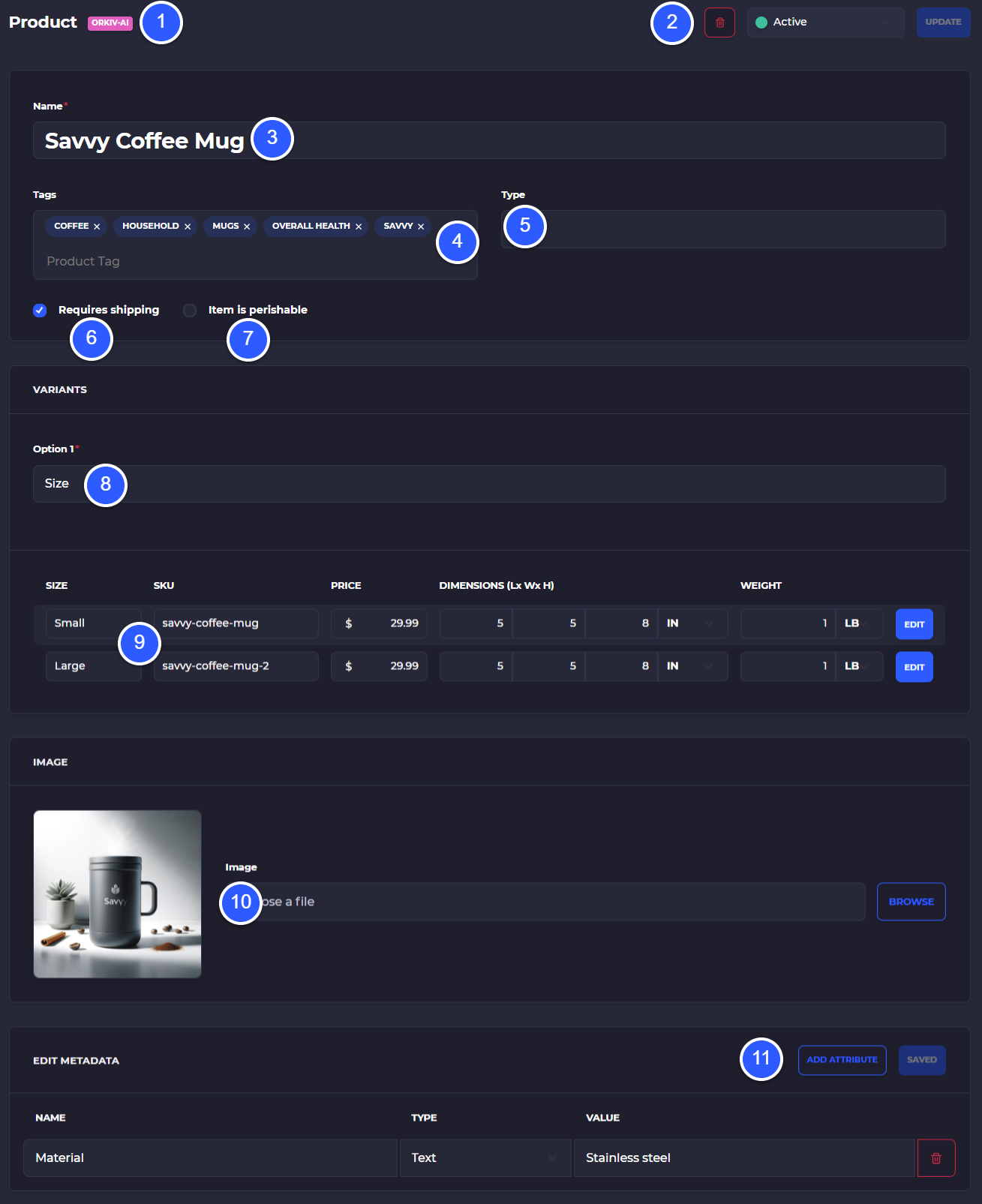 product details in skusavvy