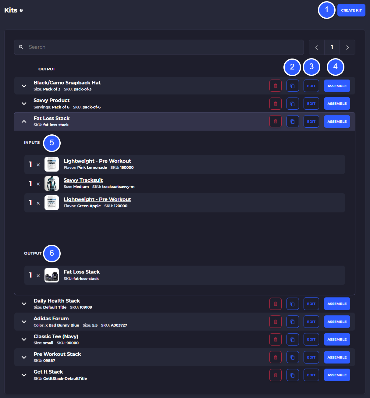 kitting items together in SKUSavvy