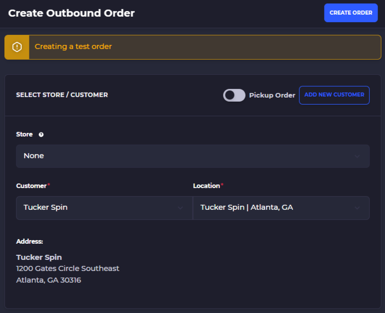 create a test mode order in skusavvy
