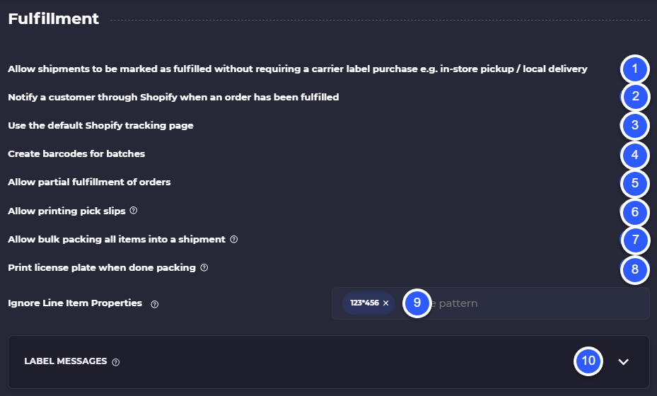 fulfillment settings in skusavvy