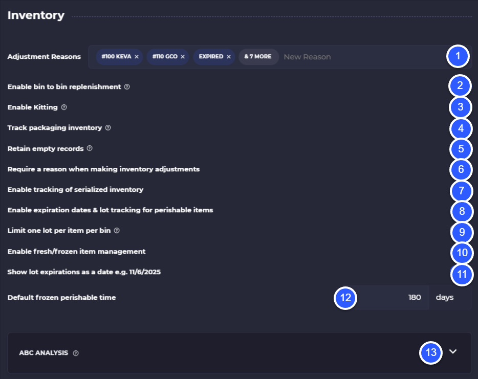 toggle on or off inventory features skusavvy