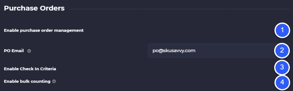 purchase order settings in skusavvy