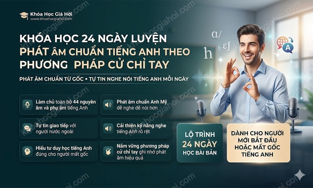 Khóa Học 24 Ngày Luyện Phát Âm Chuẩn Tiếng Anh Theo Phương Pháp Cử Chỉ Tay