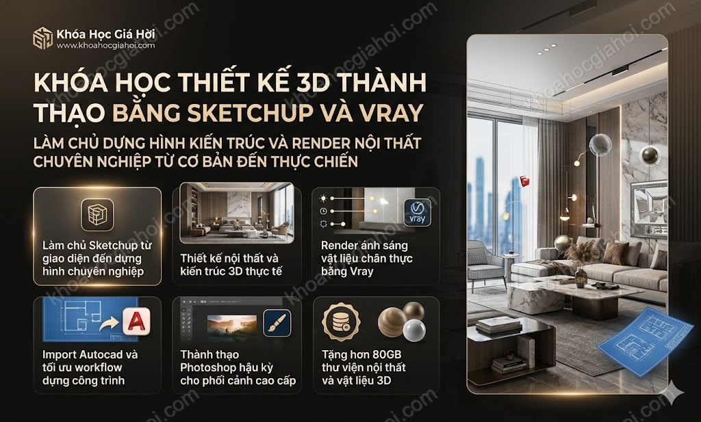 Khóa Học Thiết Kế 3D Thành Thạo Bằng Sketchup Và Vray