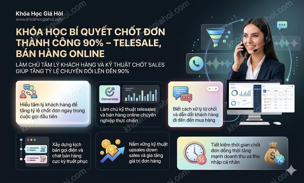 Khóa Học Bí Quyết Chốt Đơn Thành Công 90% - Telesale, Bán Hàng Online