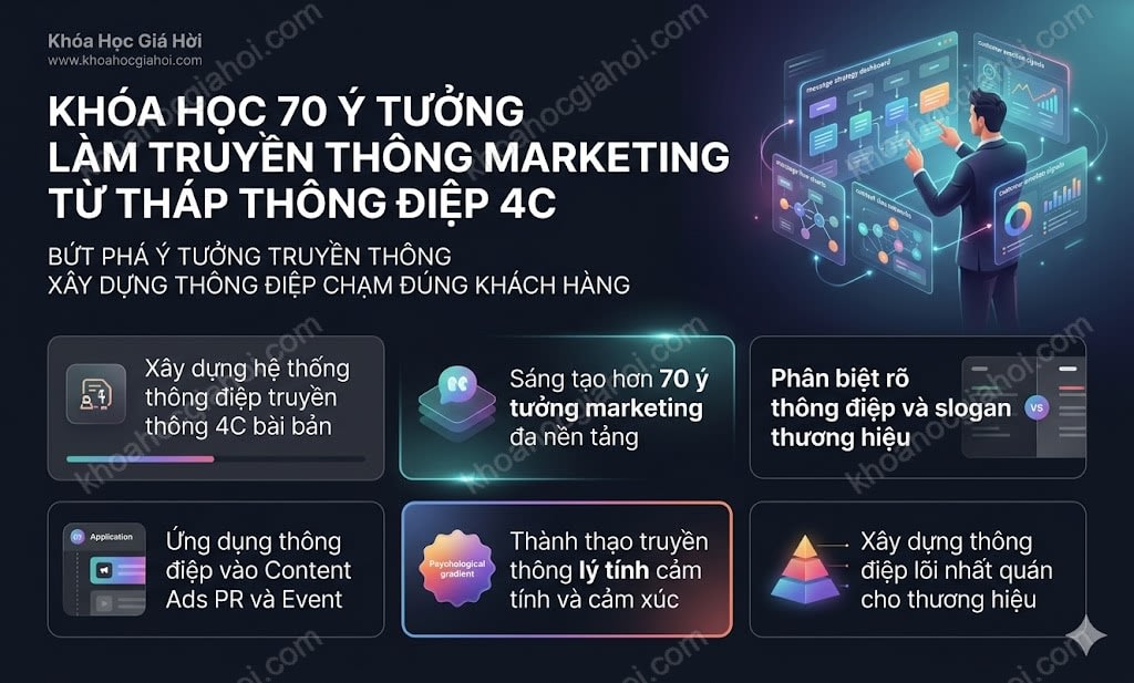 Khóa Học 70 Ý Tưởng Làm Truyền Thông Marketing Từ Tháp Thông Điệp 4c