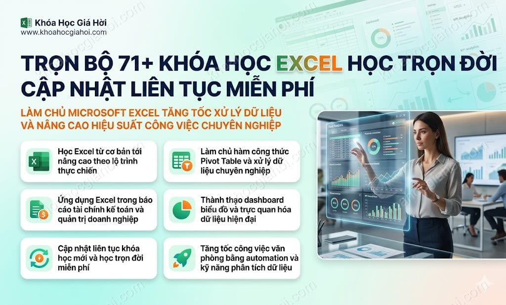 Trọn Bộ 71+ Khóa Học Excel – Học Trọn Đời, Cập Nhật Liên Tục Miễn Phí