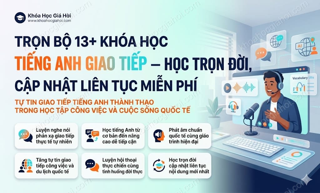 Trọn Bộ 13+ Khóa Học Tiếng Anh Giao Tiếp – Học Trọn Đời, Cập Nhật Liên Tục Miễn Phí