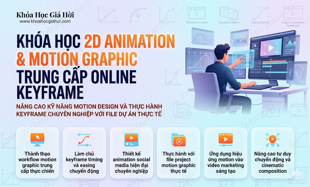 Khóa Học 2D Animation & Motion Graphic Trung Cấp Online Keyframe (Có File Thực Hành)